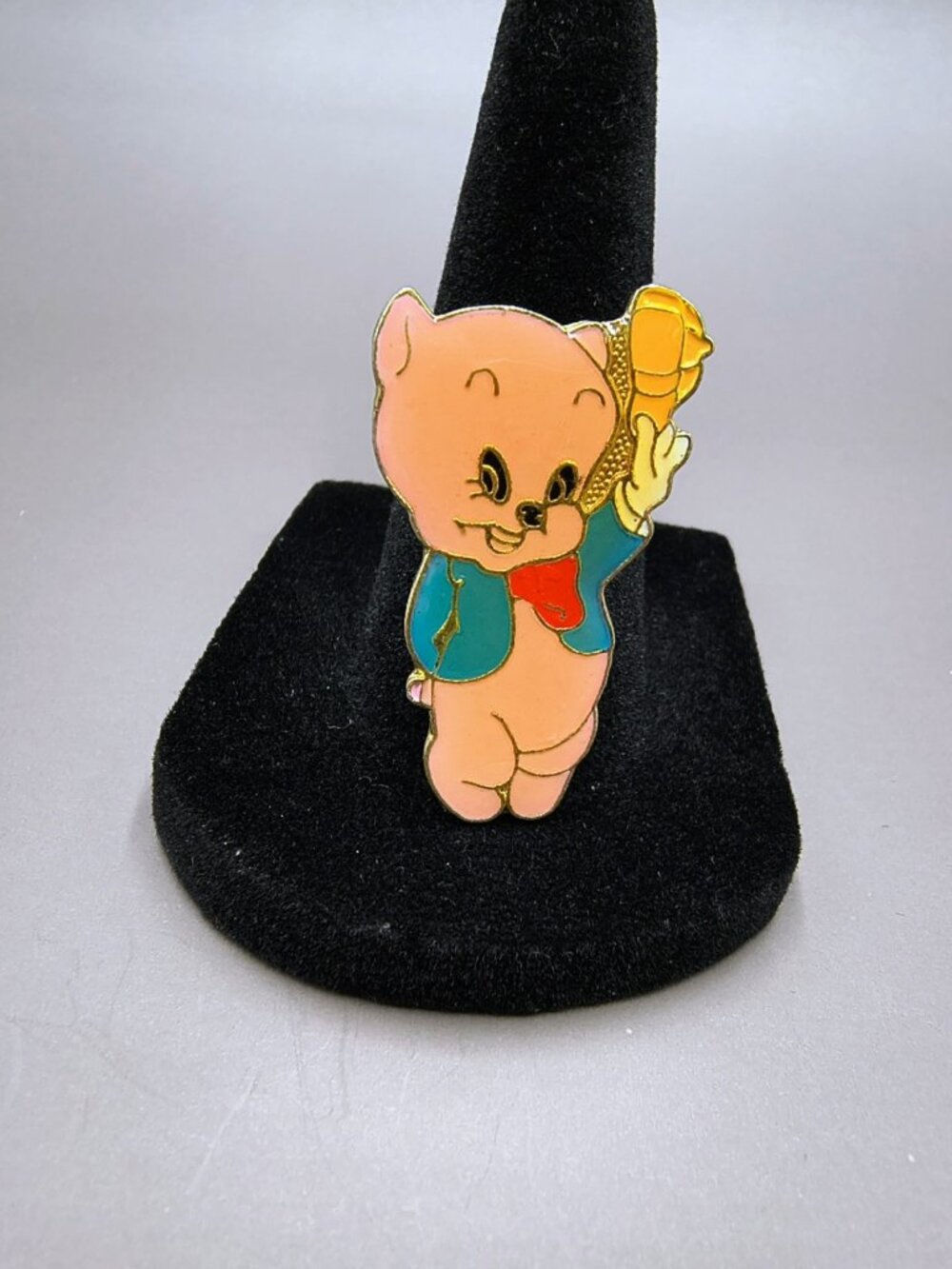 Vintage Warner Bros Looney Tunes Porky Pig Enamel Lapel Pin – Rare Collectible